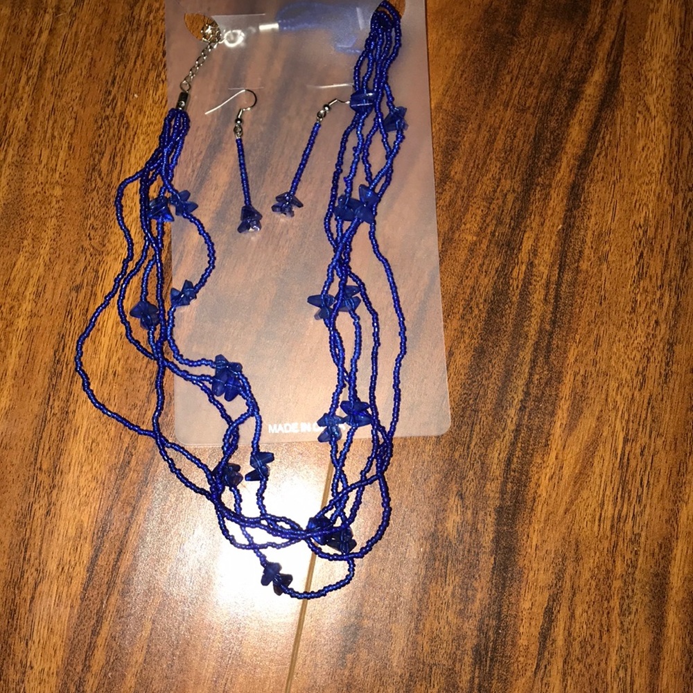 Blue earrings and necklace set